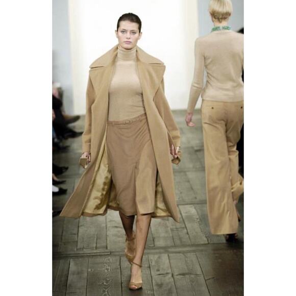 Ralph Lauren Purple Label 100% Cashmere Wrap Coat Runway Belted Long Camel Tan 6 - Picture 4 of 16